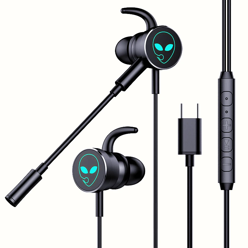 Gaming Wired headphone Type-C with RGB breathing light In Ear  earphone with microphone Professional