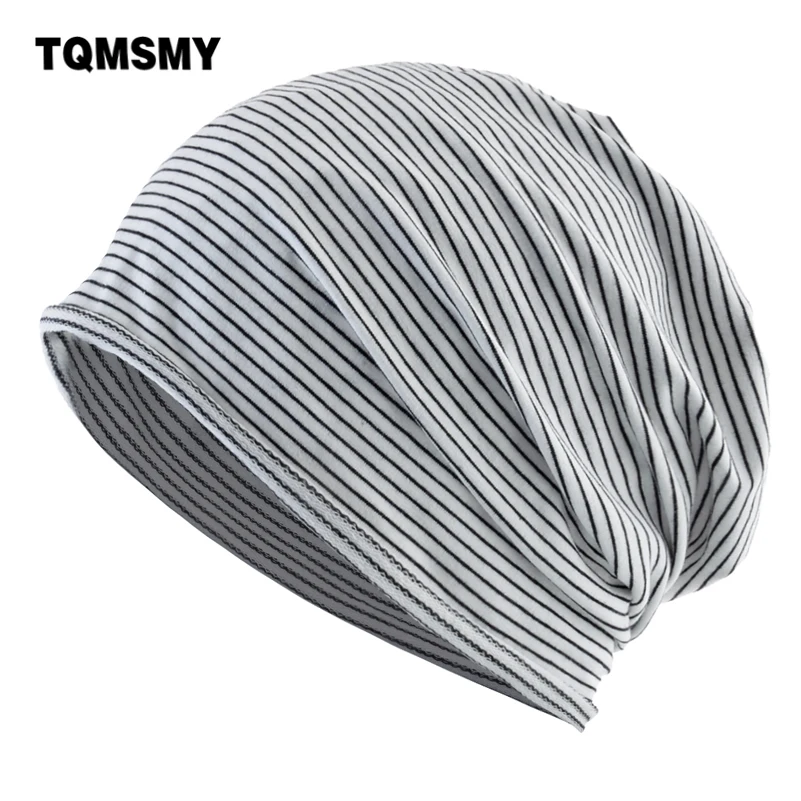 TQMSMY Striped Beanies Hat Men Women Thin One Layer Skullies Beanies Spring Summer Outdoor Casual Bonnet Gorras TME182