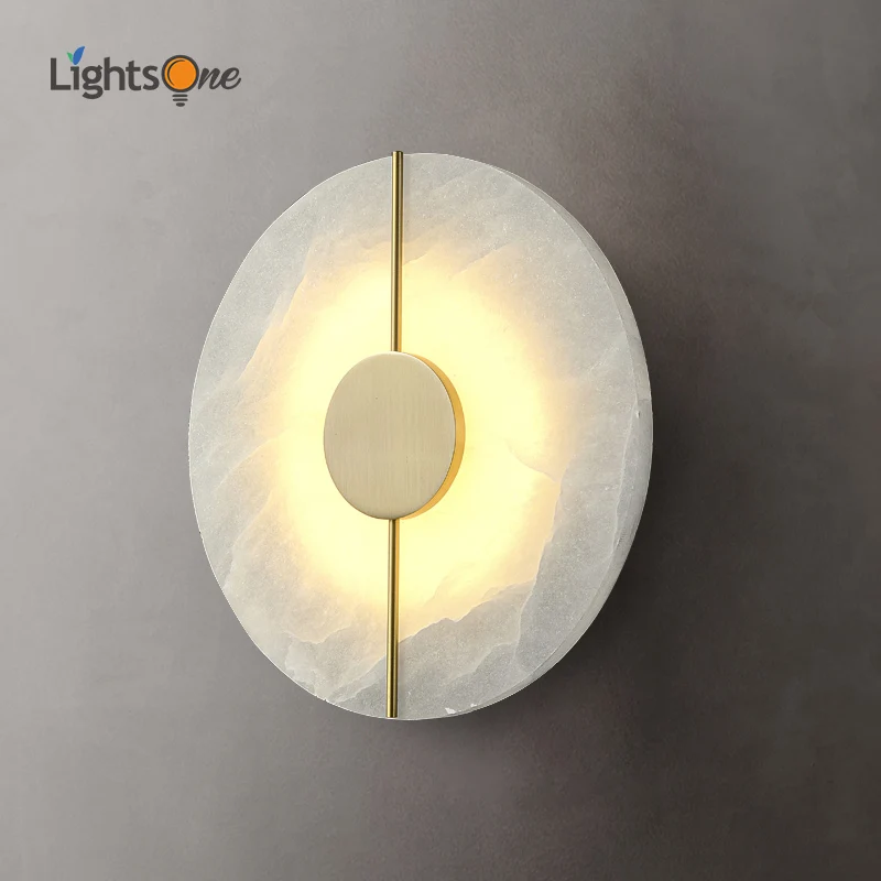 All copper and stone corridor aisle wall lamp on the background wall of the living room wall light