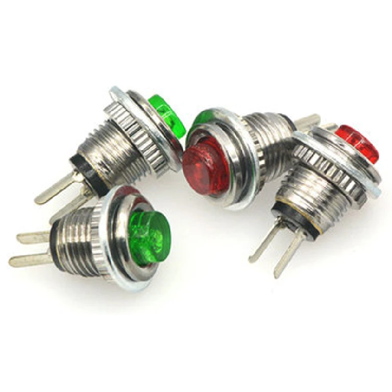 2/5Pcs DS-101สวิทช์ Micro ปุ่มสวิทช์รอบ Lockless Momentary ปุ่มสีแดงสีเขียว2Pin