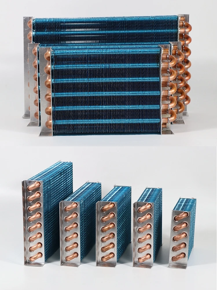 Small shellless radiator, condenser, heat exchanger, refrigerator, heat exchanger, copper tube, aluminum fin, computer cold row