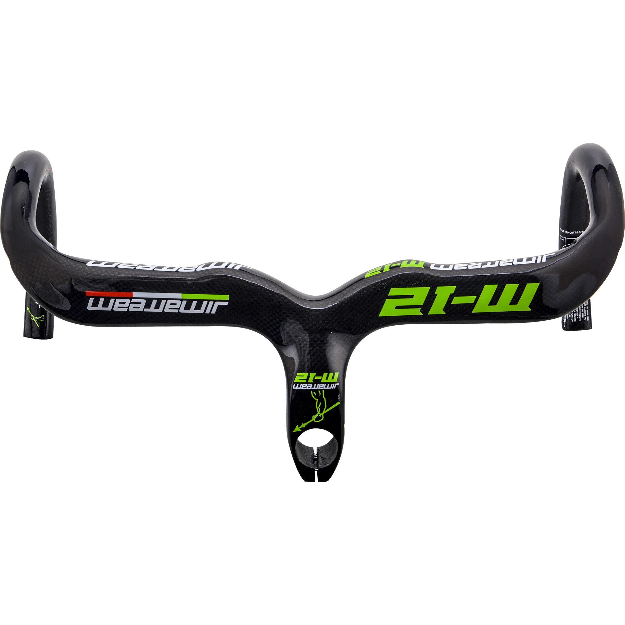 

Carbon Handlebar Road JIMIATEAM Bicycle Handlebar Integrated Handlebar and Stem 3K Ultralight 2019 Drop Handlebars Green label