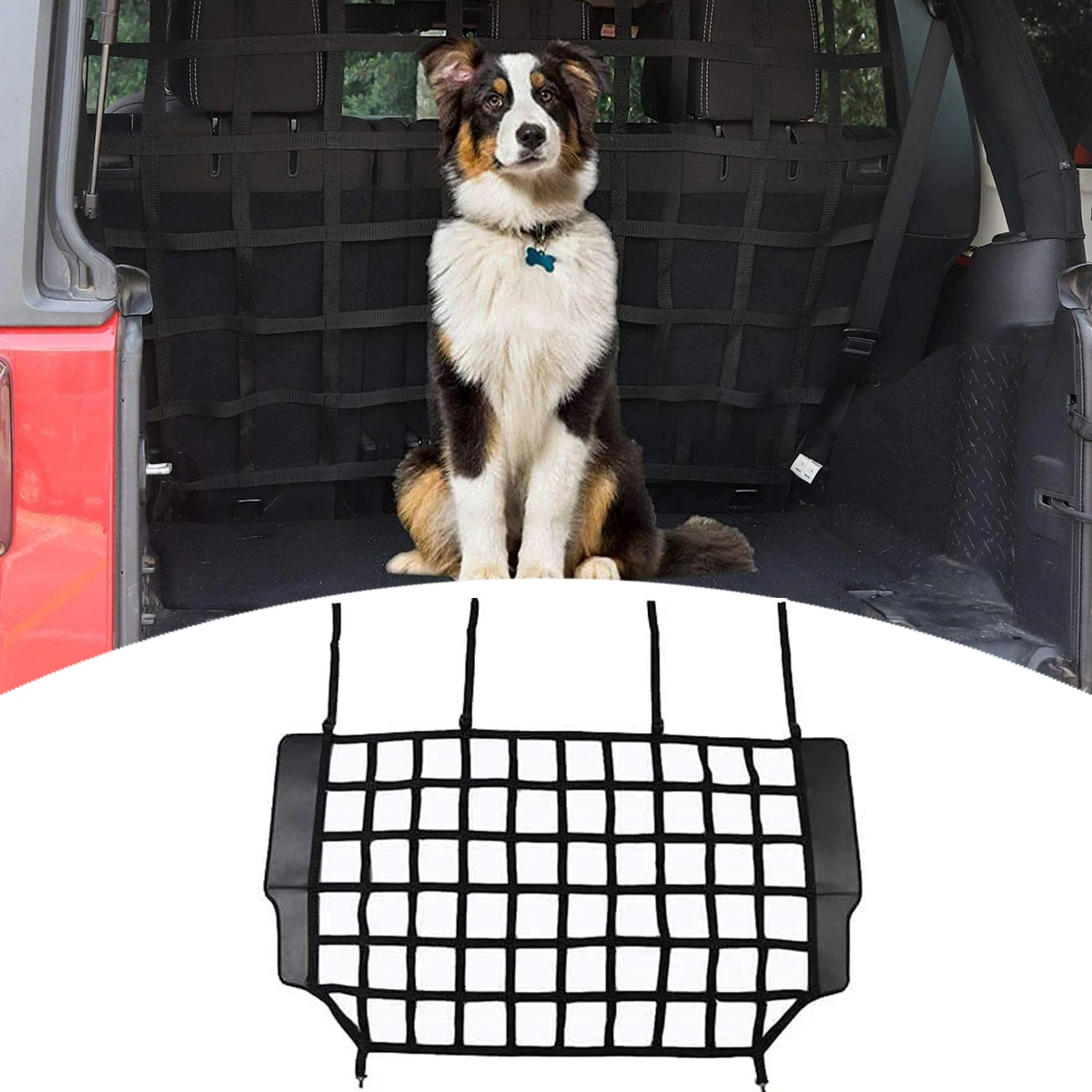 

Car Rear Trunk Organizer Isolation Seatback Cargo Dog Pet Barrier Divider Mesh Net for Jeep Wrangler JK JL 2007-2021