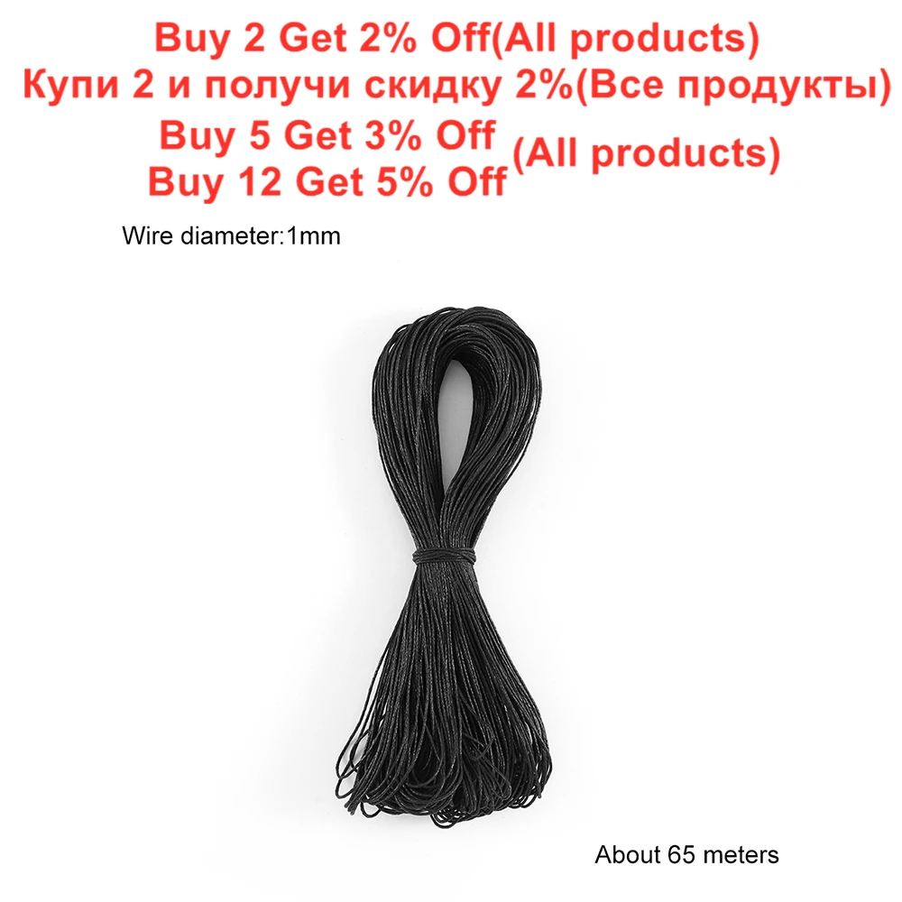 65m/Lot 1mm Polyester Braided Rope Bracelets Necklaces Beaded Cord Wax Wire for DIY Jewelry Making Findings Supplies Accessories