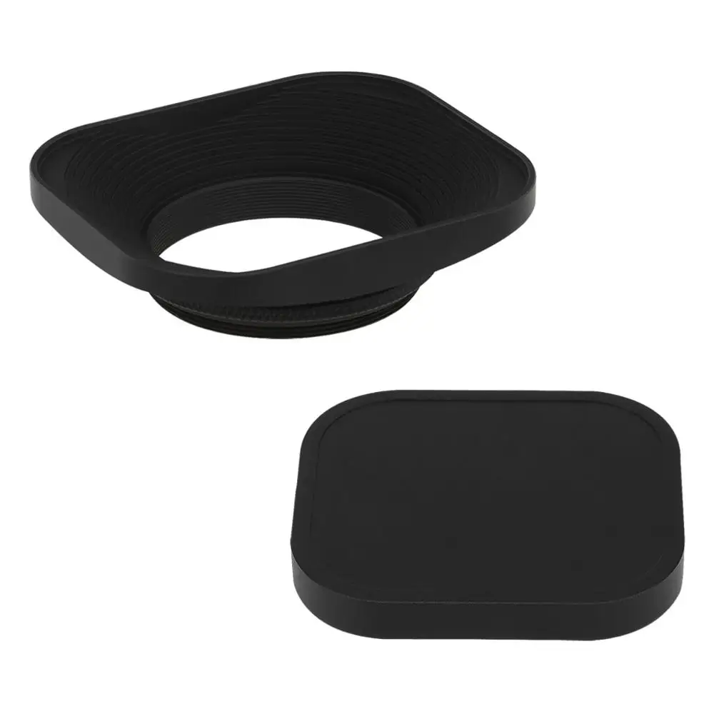 Haoge 43mm Square Metal Screw-in Lens Hood with Cap for Voigtlander Nokton Classic 35mm f1.4 40mm f/1.4 MC SC VM Lens Black