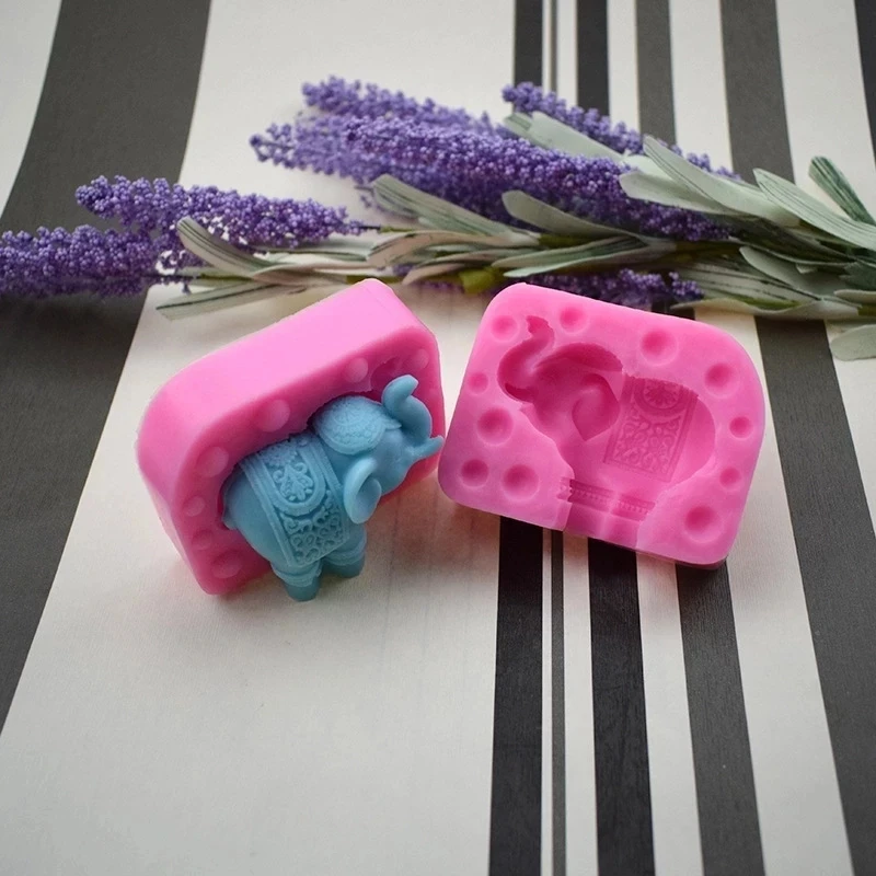 3D Rich Elephant Silicone Mold Fondant Candle Resin Aroma Stone Ornaments Soap Mold For   Pastry Cup Cake Decorating