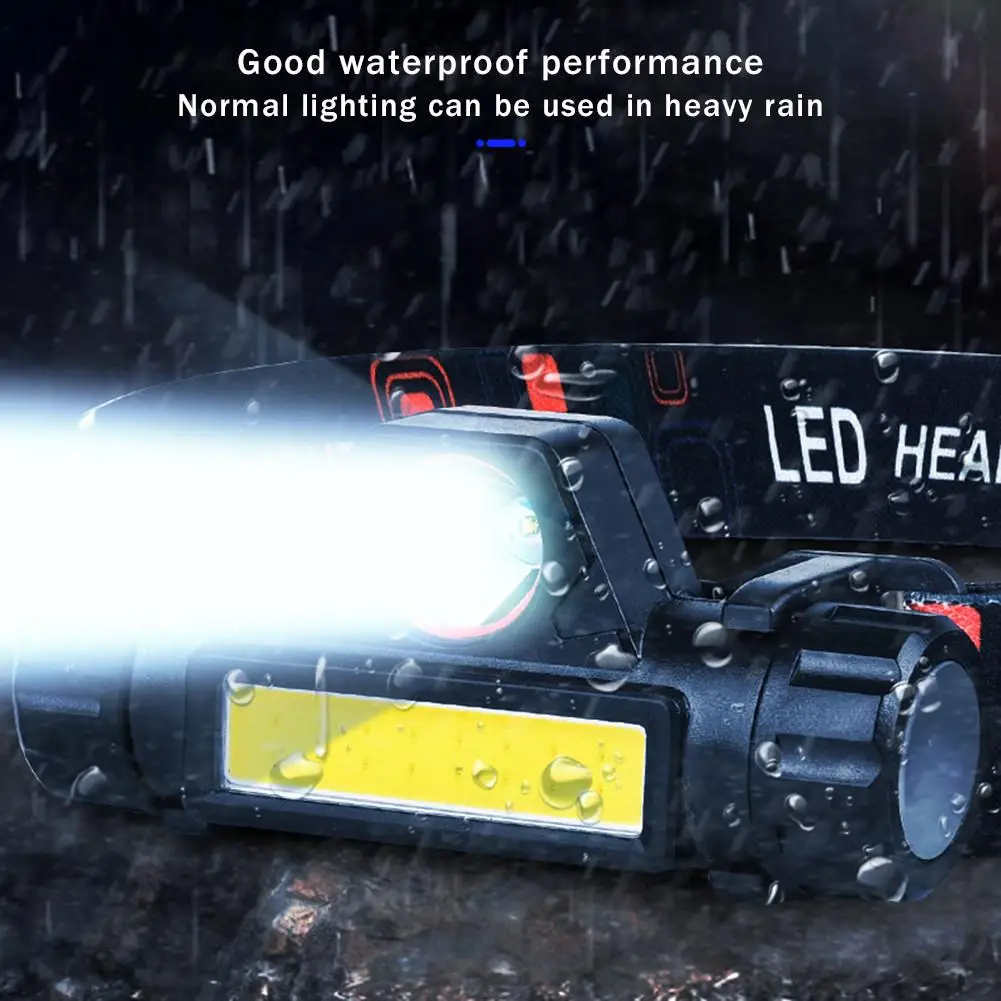 LED Headlight Cool White Waterproof Ultra-light Portable COB Work Light Lamp USB Charging Night Fishing Riding Light
