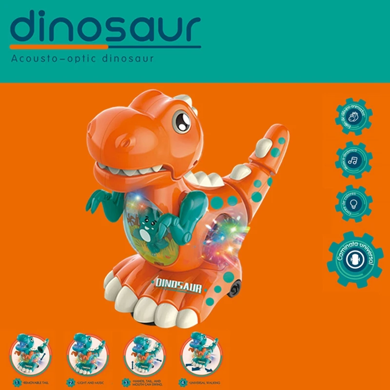 Dinosaurio eléctrico con iluminación musical para niños y bebés, Juguete musical para caminar, bailar, muñeca linda, regalo para niños al aire libre