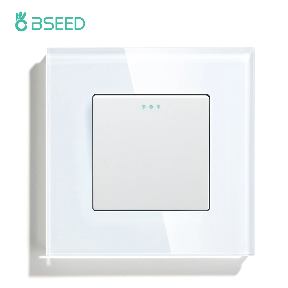 BSEED Light Switches Button 1/2/3Gang 1Way Crystal Glass Panel Mechanical Switches Wall Switches EU Standard White Black Golden