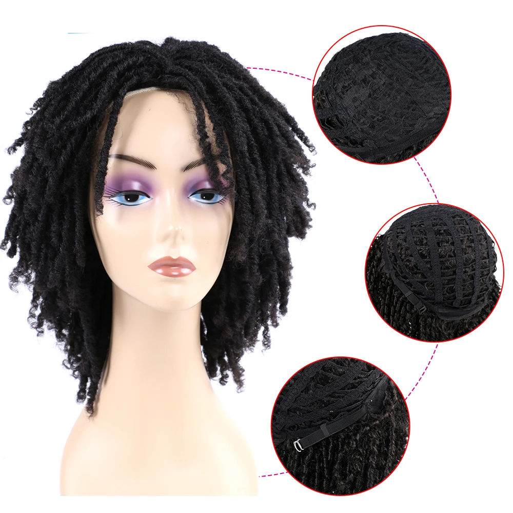 Dreadlock Crochet Twist Hair Wigs Soft Short Bouncy Curly Synthetic Wigs For Black Women Synthetic Crochet Soul Locs Braid Wigs