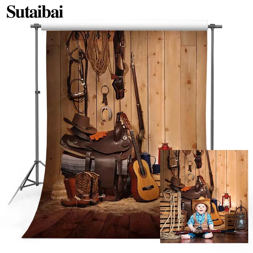 

Newborn Kids Portrait Western Photography Background Cowboy Music Rustic Wood Photo Backdrop Photocall Photobooth Decoration