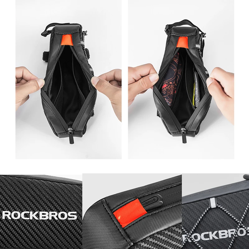 ROCKBROS Front Bike Bags Reflective Frame Tube Cycling Bag Large Capacity Fietstassen Ultralight Bicycle Bags Cycling Pannier