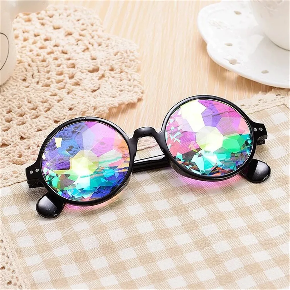 Rave festival Round Sunglasses Women Party Psychedelic Prism Diffracted Lens Holographic Sunglasses Female