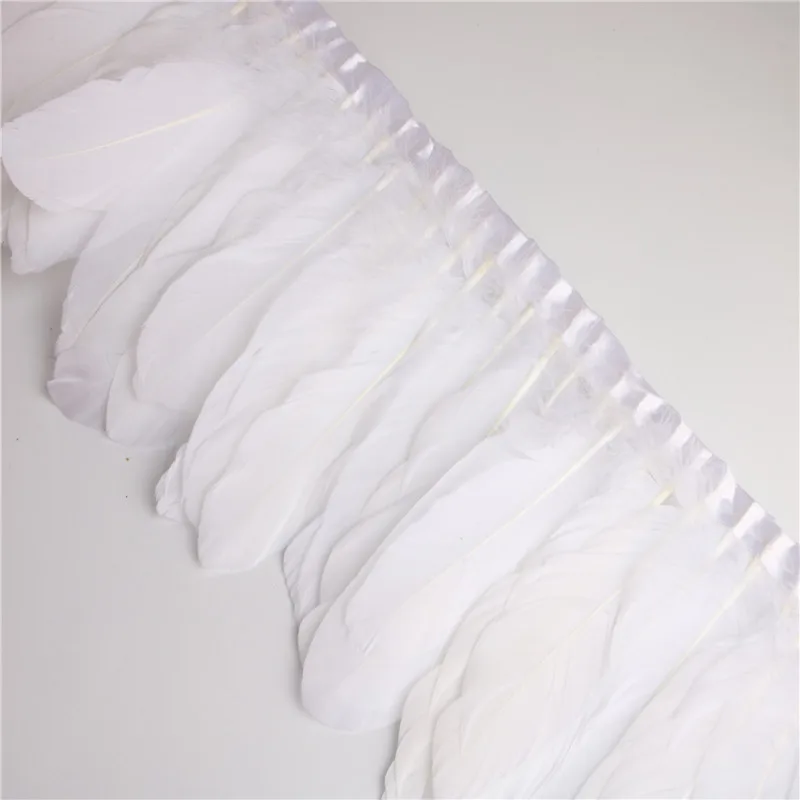 

white Goose Feather Trims 10 Yards Dyed Geese Feather Ribbons/15-20cm Fringes Goose Feather Cloth Belt DIY decorative 22 Color