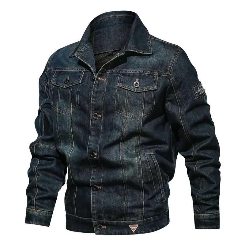 Men\'s Solid Denim Jacket 2023 Spring Autumn Casual Slim Fit Bomber Jackets Male Jean Jacket Outwear Male Cowboy Plus Size 4XL