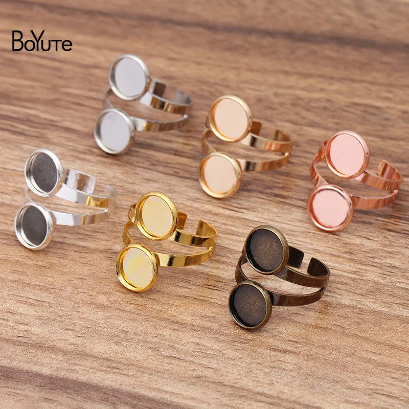 BoYuTe (20ชิ้น/ล็อต) fit 10MM 12MM Cabochon ฐานแหวนว่างเปล่าการตั้งค่า Diy เปิดแหวนเครื่องประดับเครื่องประดับอุปกรณ์เสริม