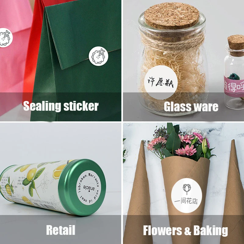 Adhesive Thermal Label Sticker Paper Thermal Label Roll, White Round Stickers, 1 Rolls, Packing seal label sticker