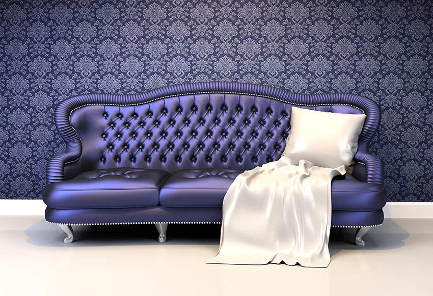 

7x5FT Luxurious Leather Purple Sofa Texture White Pillow Custom Photo Studio Backdrops Backgrounds Vinyl 220cm x 150cm