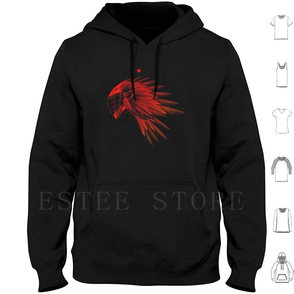 Red Star Headdress Hoodies Long Sleeve Lax Helmet Native