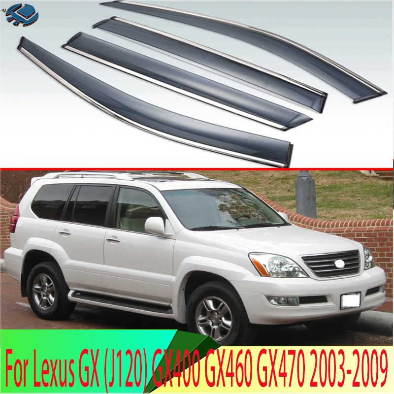 

Plastic Exterior Visor Vent Shades Window Sun Rain Guard Deflector 4pcs For Lexus GX (J120) GX400 GX460 GX470 2003-2009