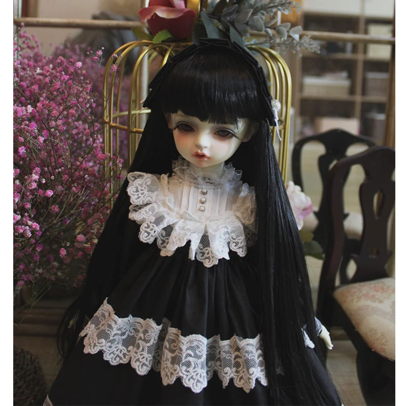 1/6 1/4 1/3 BJD dress doll black long dress for 1/6 1/4 1/3 BJD Blyth doll dress doll accessories BJD dress + hair band