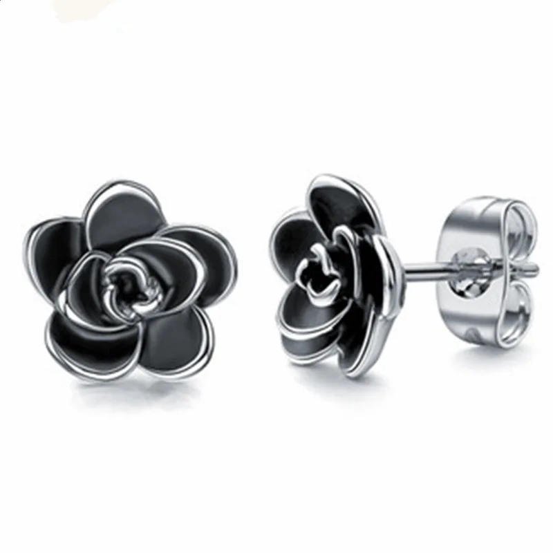 Milangirl Hot Sale Beautiful Retro Silver Color Rose Flower Plants Stud Alloy Earring for Women Party Jewelry