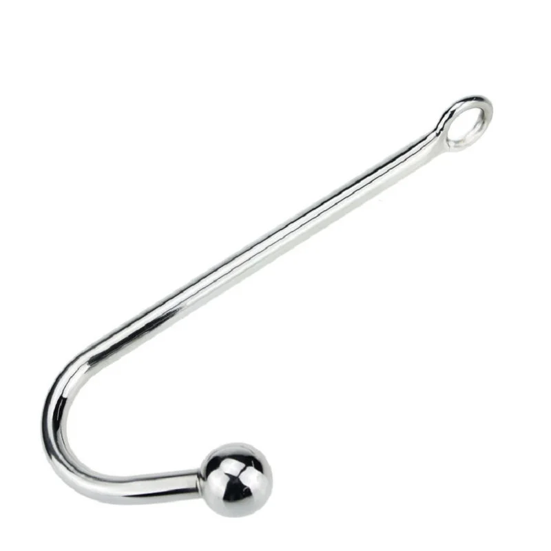 130g Stainless steel anal hook with beads hole metal butt plug anus fart putty slave Prostate Massager BDSM sex toy for men