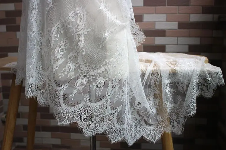 High-End Clothing Thin Lace Mesh Gauze Bilateral Eyelash Lace Trim Skirt Wedding Dress Shawl Material