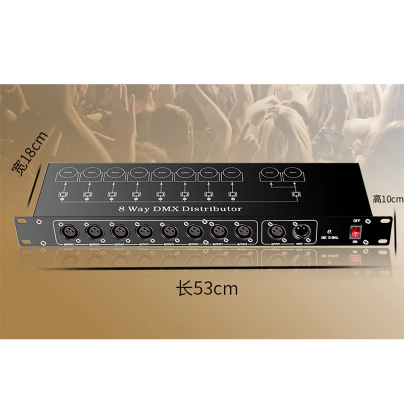 Professional Stage Light Controller DMX512 Splitter Light Signal Amplifier Splitter 8 way DMX Distributor for stage Equipment