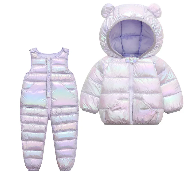 Children Clothing Sets Winter Baby Boy Warm Hooded Down Jackets Overalls Clothing Sets Baby Girls Boys Snowsuit Coats Ski Suit