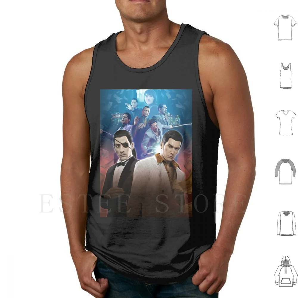 Yakuza 0 Poster Tank Tops Vest Sleeveless Yakuza Yakuza 0 Yakuza Kiwami Goro Majima Kazuma Kiryu Akira Nishikiyama