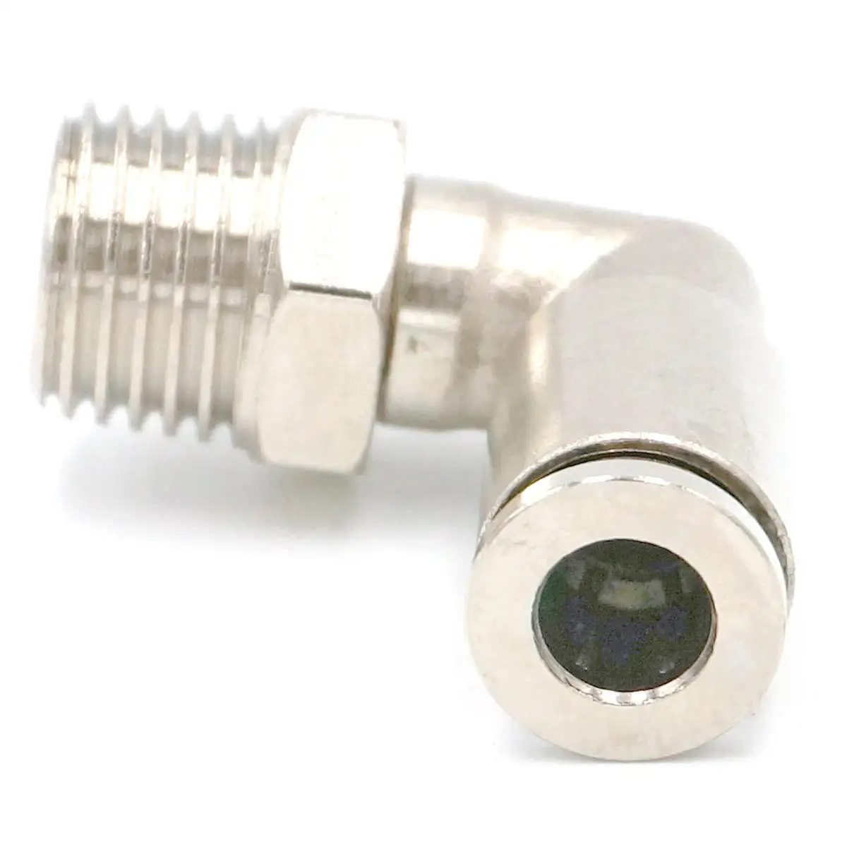 Pneumatic Nickel Brass ELbow Push In Connector Union Quick Release Air Fitting Plumbing 1/4