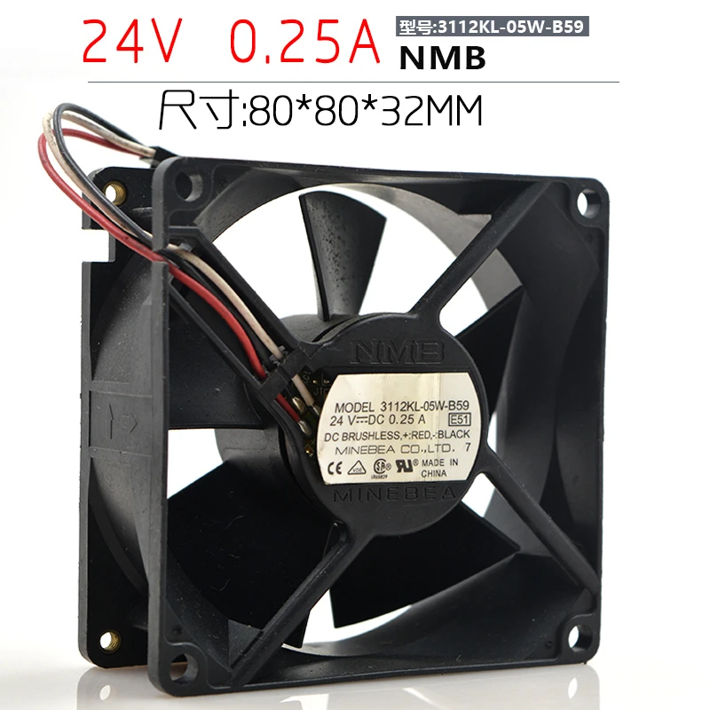 Original NMB 3112KL-05W-B59 24V 0.25A 8CM 8032 frequency converter fan with detection function