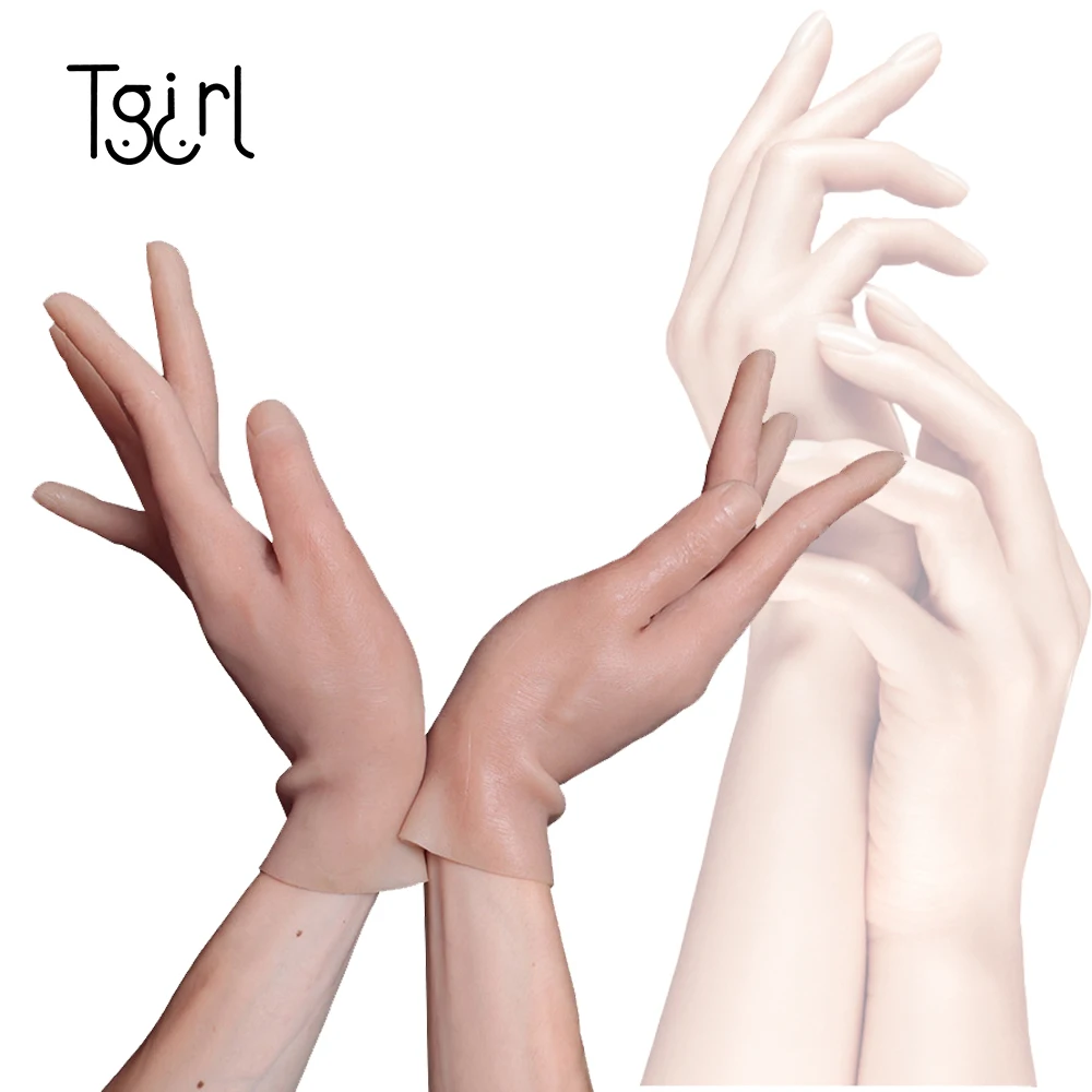 

Tgirl 1 Pair Simulation Female Silicone Prosthesis Gloves Artificial Skin Cover Scars Lady Fake Hands Cosplay Transgender