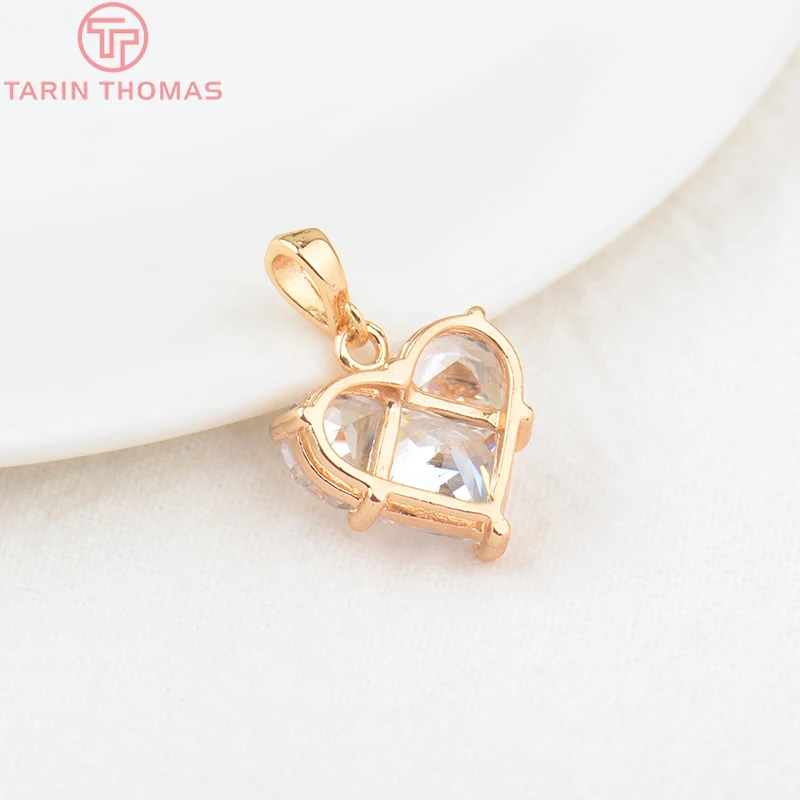 (278) 2PCS 23x15MM 15x19MM 24K Gold Color Brass with Zircon Flower Charms Pendants High Quality  Jewelry Findings Accessories