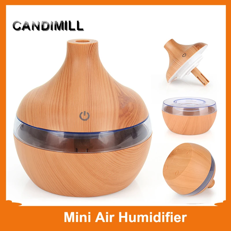 CANDIMILL Air Humidifier Home Aromatherapy Diffuser Wood Grain Humidifier USB Mini Mist Maker