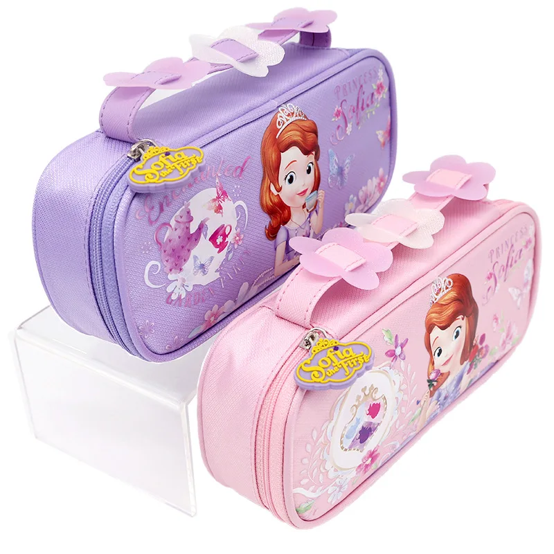 Disney Sophia stationery bag cartoon cute portable large-capacity pencil case cosmetic storage bag office school supplies gift