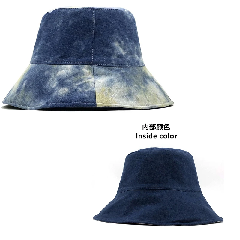 

Panama Summer Harajuku fishing Bucket Hat Colorful Starry Tie Dye Fisherman Hat Cotton Reversible Bob Bucket Cap For Men Women