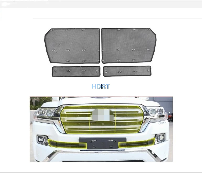 Front Head Grille Insert Net Insect Screening Mesh Cover Trim Protection For Toyota Land Cruiser 2016 2017 2018 2019 2020 2021