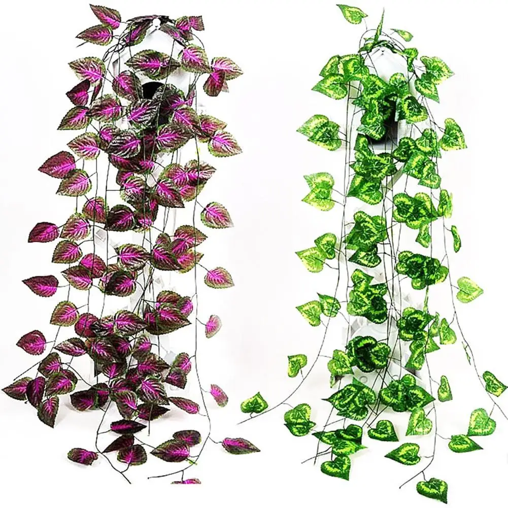 1Pc Home Artificial Fake Plant Leaf Hanging Vine Decoration Vivid Rattan Leaf Garland Garden DIY Stage Party Wedding Party Decor