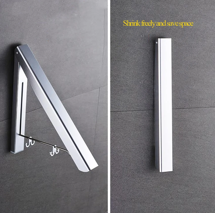 Single/Double-Connecting Solid Aluminium Waterproof Clothes Towel Rack,Foldable Retractable Indoor Wall-mounted Anti-Rust Hanger