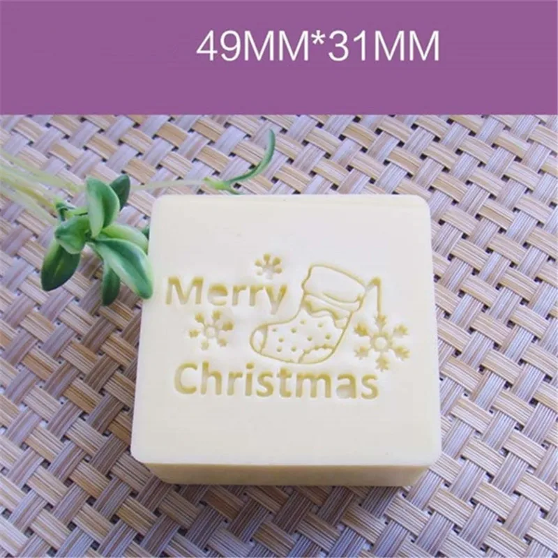 Tampon à savon Design joyeux noël 40x31mm, outils faits maison pour bricolage, timbres à sucre, bonbons, bougies, Kits de fabrication de savon