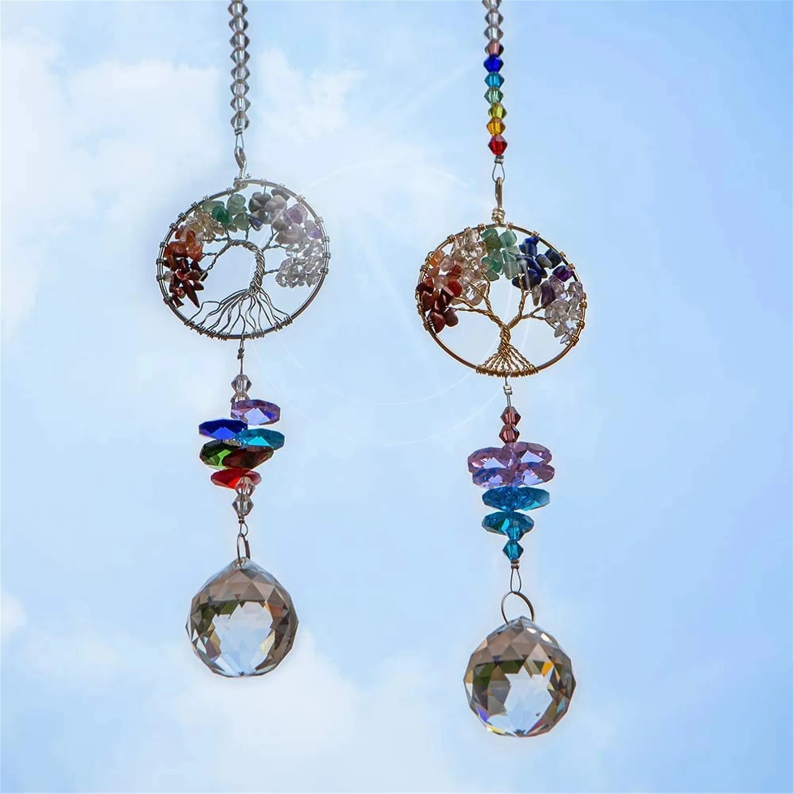 Árvore da vida iluminação de cristal sun catcher artesanal pingente jardim decoração casa decoração estética casa pendurado ornamento