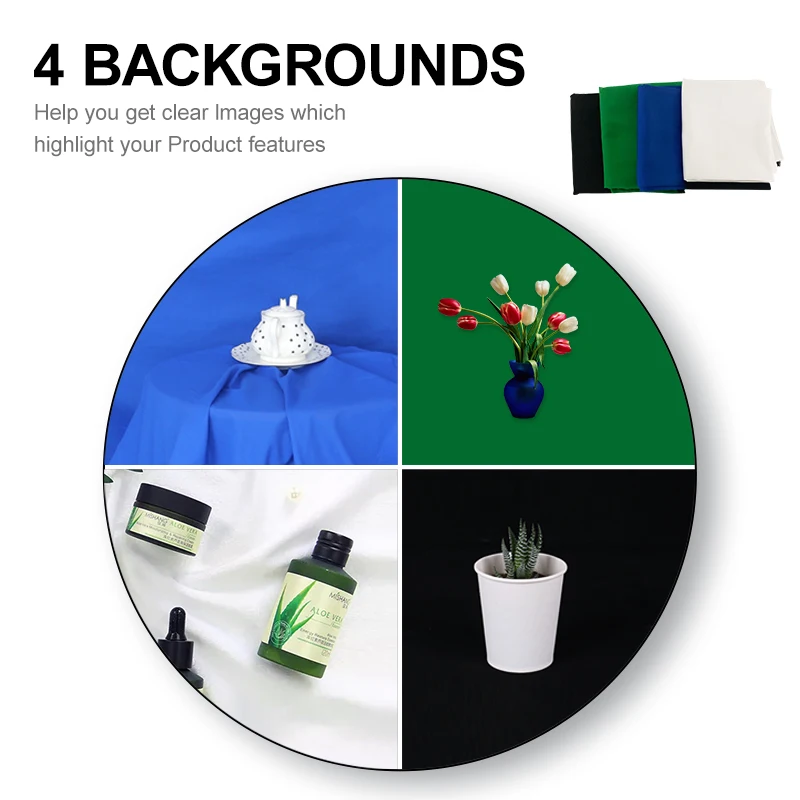 PYNSSEU 4 Fondali Light box 40 centimetri Mini Pieghevole Photo Studio Con Doppio LED Luci di Striscia per le Riprese Fotografia attrezzature kit