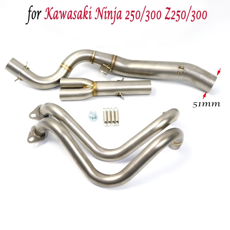 

51mm Motorcycle Exhaust Front Link Pipe Slip on Modified Muffler Tube For Kawasaki Ninja 250 Ninja 300 Z250 Z300 2008-2017 Years