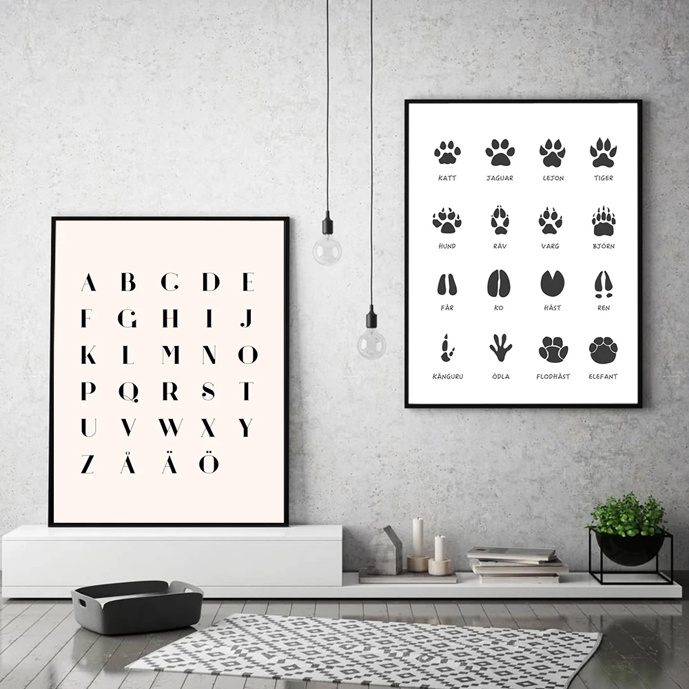 

Abstract Animal Footprint Poster Print ABC Letter Canvas Art Painting HD Wall Picture Living Room Kids Room Home Decoration