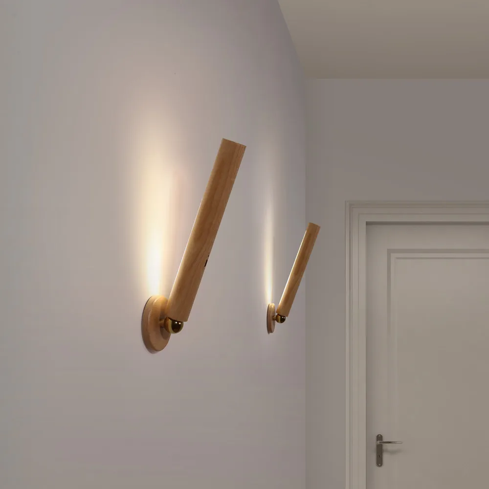 360° Rotatable Adjust Wood Wall Lamp USB Charging Touch Control Stepless Dimming Sconce Corridor Night Light