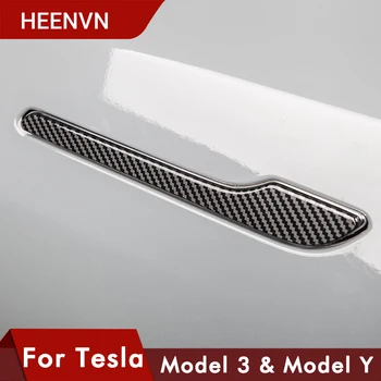 Poignée de porte de voiture pour Tesla modèle 3 2024, modèle Y, accessoires, pâte de couverture de porte Model3, Fiber de carbone ABS Highland, 4 pièces/ensemble, nouveau modèle