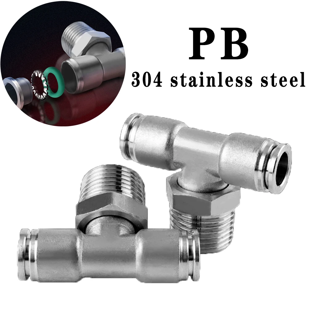 

PB 304 stainless steel pneumatic quick coupling 4-16mm 1/8" 1/4" 3/8" 1/2" BSP hose connector air connector male thread