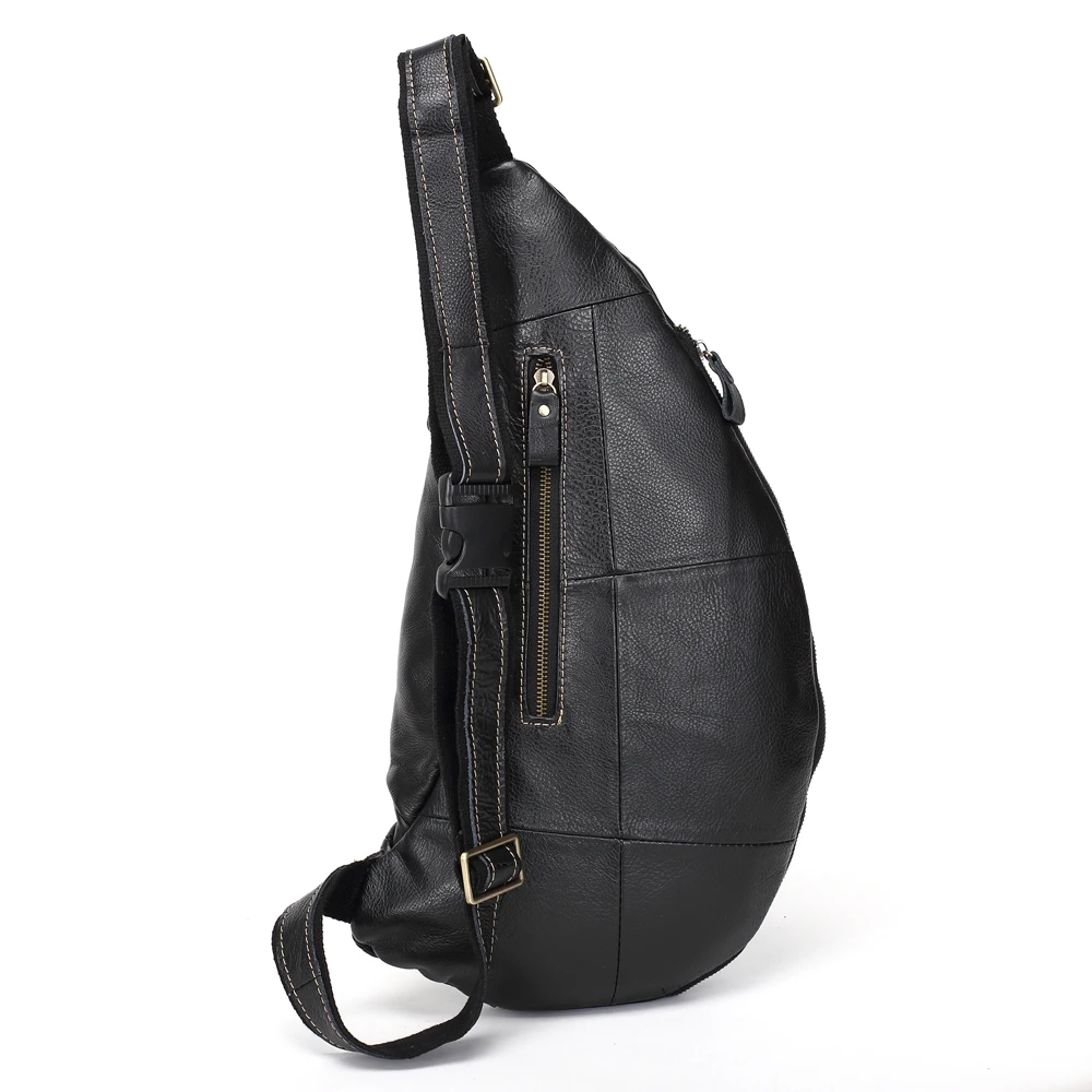 Imagem -03 - Bolsa de Couro Genuíno dos Homens Bolsa de Peito Ocasional Bolsas do Mensageiro Sling Crossbody Bolsas para Homens Pacote de Peito Masculino Bolsas de Viagem